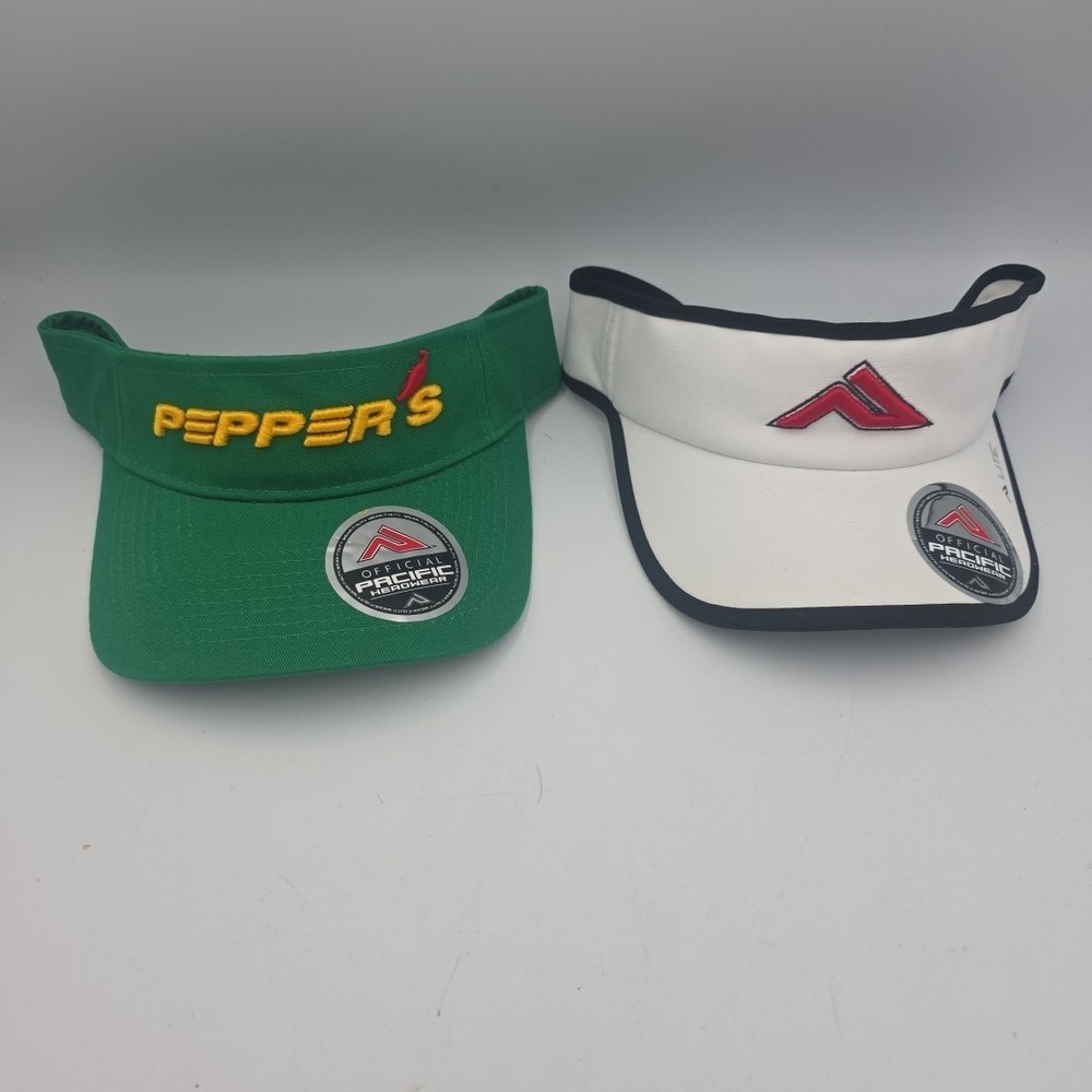 Pacific Headwear ‎ Peppers Lot Of 2 Visor Caps Adjustable 505V & 510V Lite